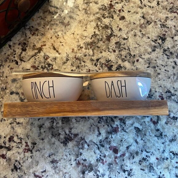 Rae Dunn Ceramic and Wood Pinch&Dash bowl set NWT - Picture 2 of 4